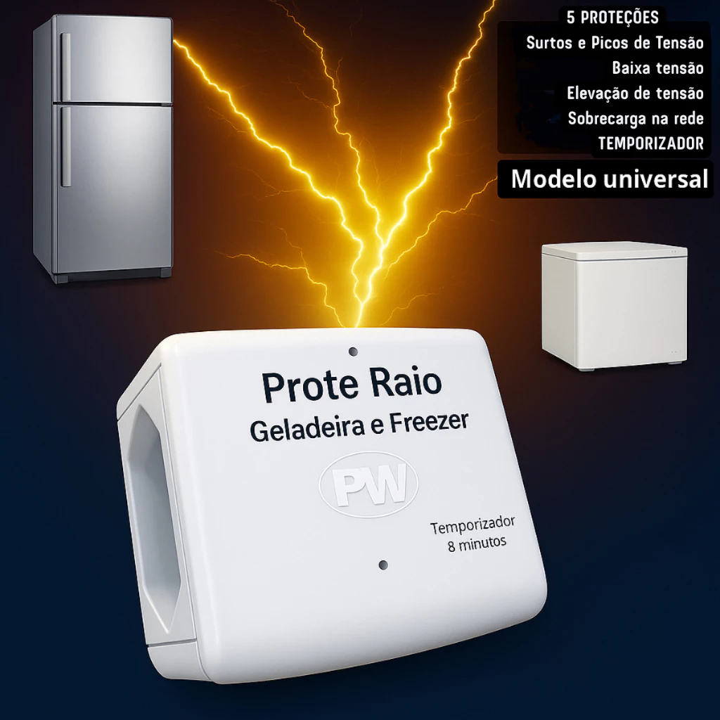 Protetor Contra Raios surtos picos de energia oscilações de rede p/ Geladeira e Freezer ORIGINAL