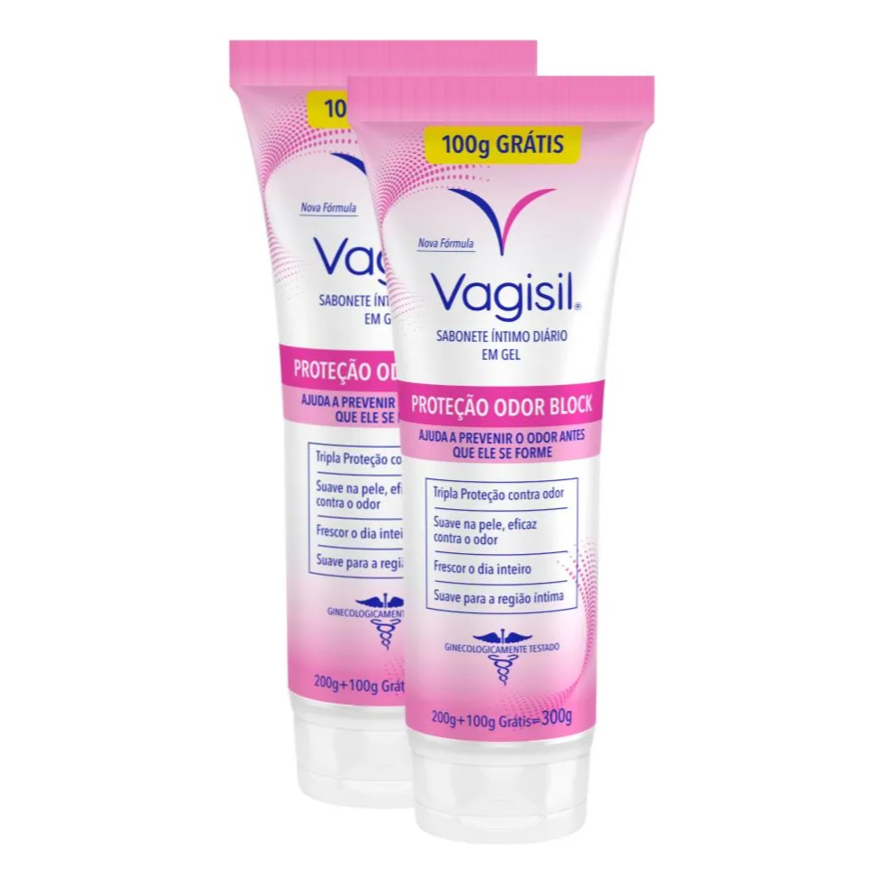 KIT C/2 SABONETE ÍNTIMO EM GEL PROTEÇÃO ODOR BLOCK VAGISIL - 300G