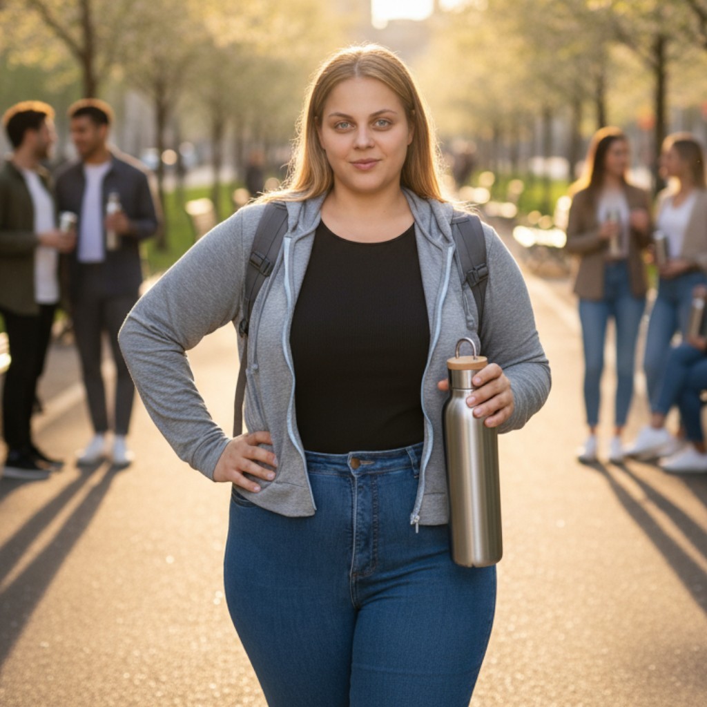 Jaqueta Feminina Plus Size Molecotton Capuz e Bolso Moletinho com Zíper Lisa Básica Casual