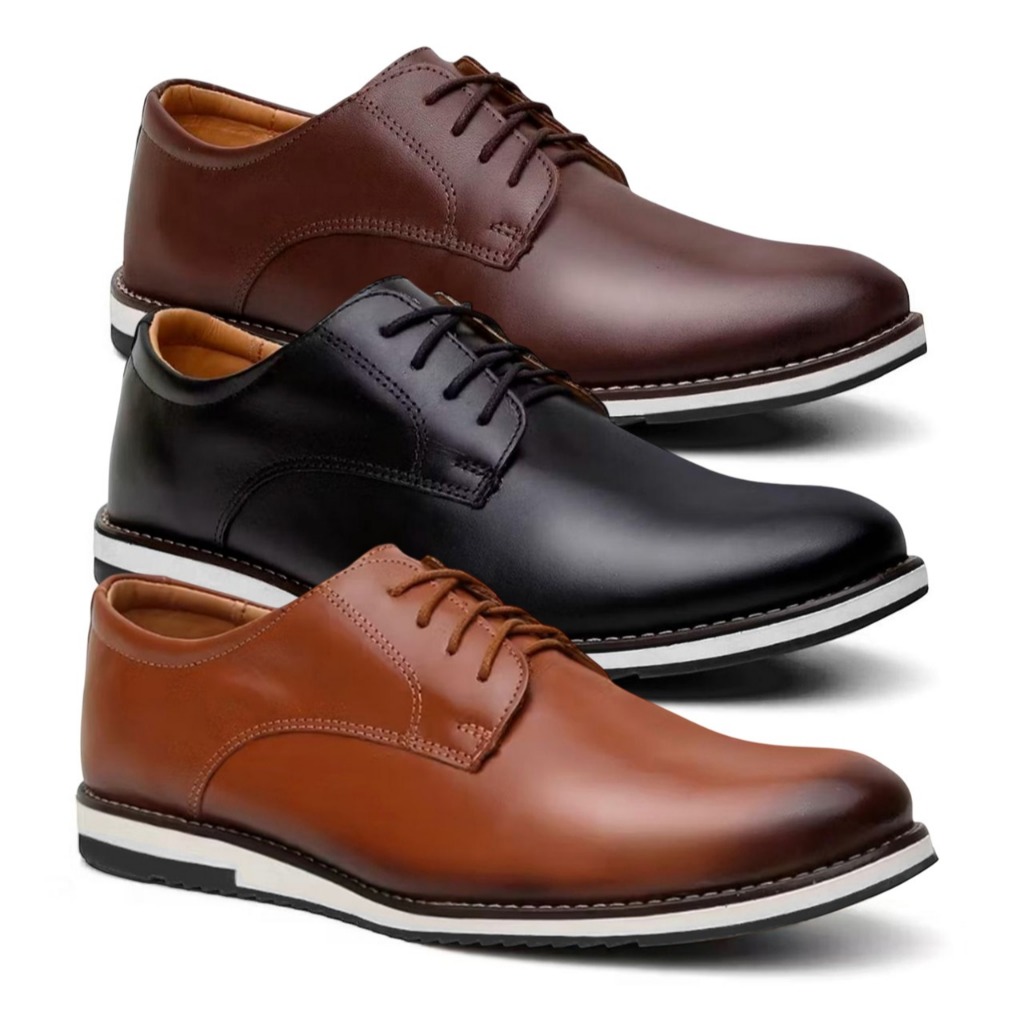 Kit 3 Pares De Sapato Social Masculino Oxford Derby Estiloso Ideal Para o Dia Dia Lançamento Promoção