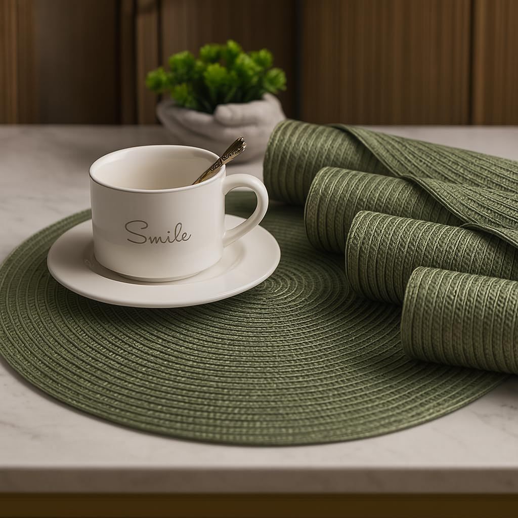 Kit 4 ou 6 Jogo Americano Tapete De Mesa Posta Redondo Design Elegante Impermeável 38cm