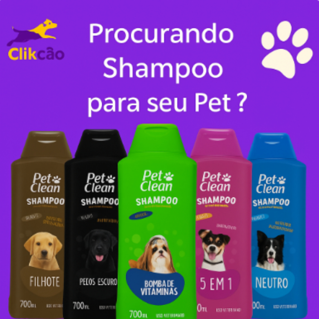 Shampoo e Condicionador 2 em 1 Banho e Tosa Pet Clean Cachorros e Gatos 700ml