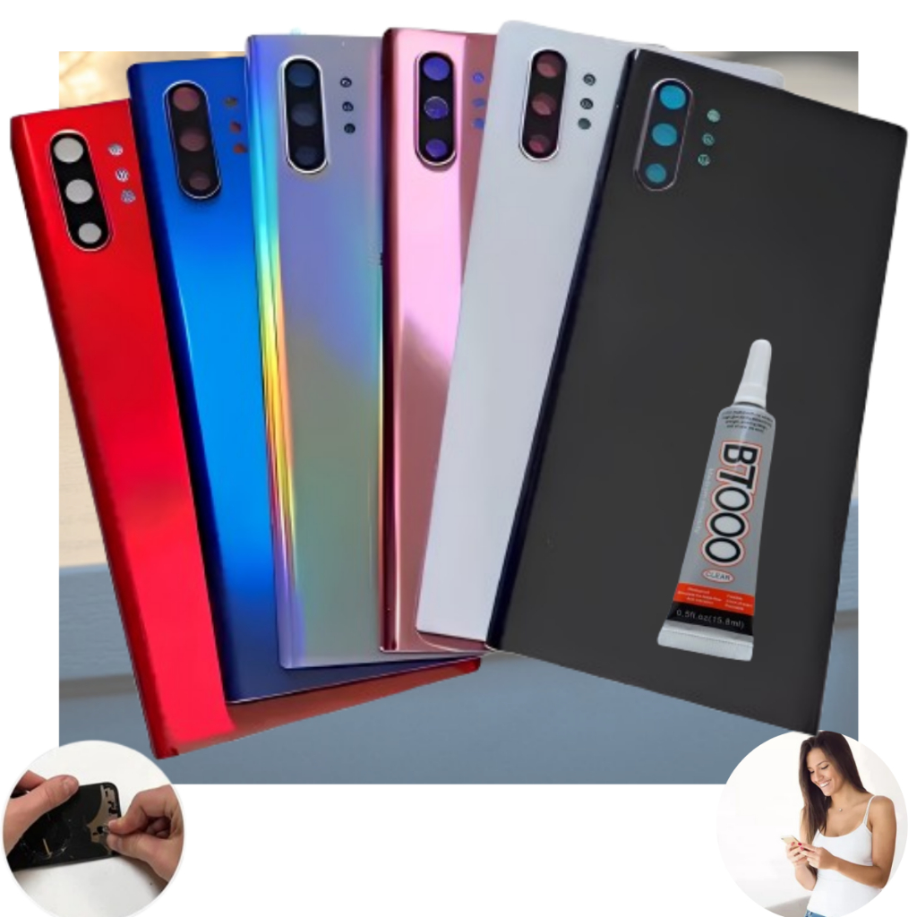 Tampa Traseira Vidro Compatível Com Galaxy Note 10 Plus N975 Completa Com Lente + Cola Vedação