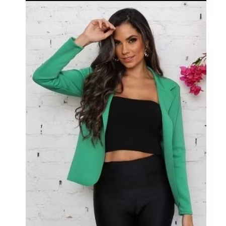 blazer plus size feminina neoprene curto m g GG g1 G2 g3