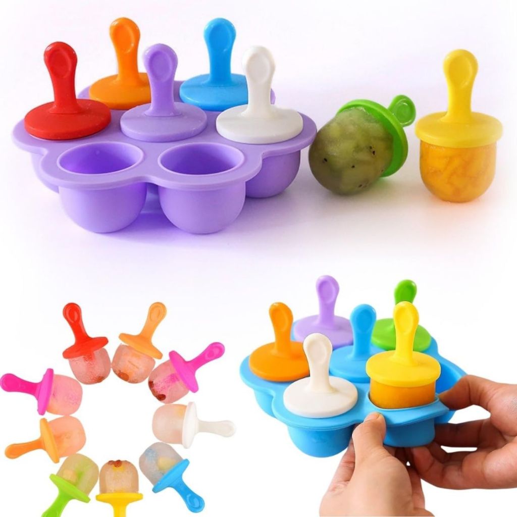 Forma Silicone Sorvete Molde Crianças Infantil Bebê Verão 7 Picolés Paletas