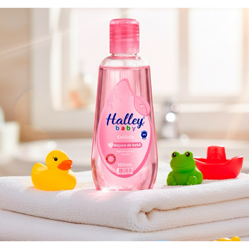 1 Frasco Colônia Infantil Doçura de Bebê Hipoalergenico Vegano Halley Baby 100 ml