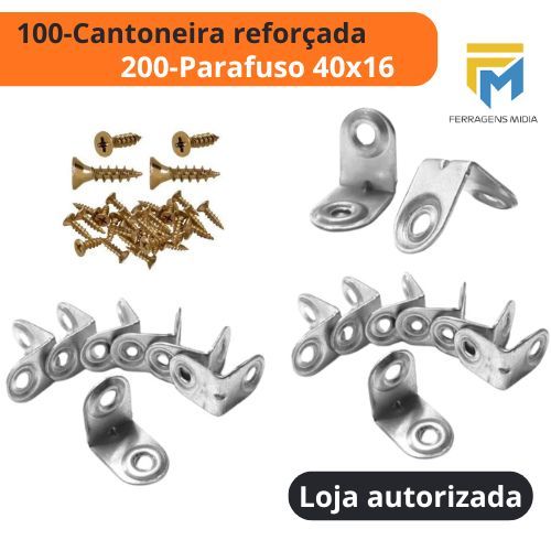 kit 100 Cantoneira mais 200 parafuso 40x16 montagem
