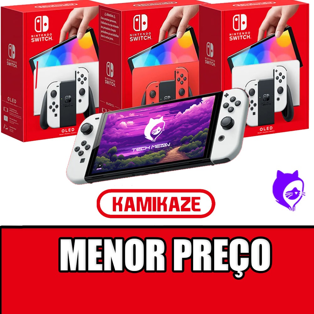 Nintendo Switch OLED Desbloqueado SEMI-NOVO + Cartão 128GB/256GB/512GB Com 10 Jogos