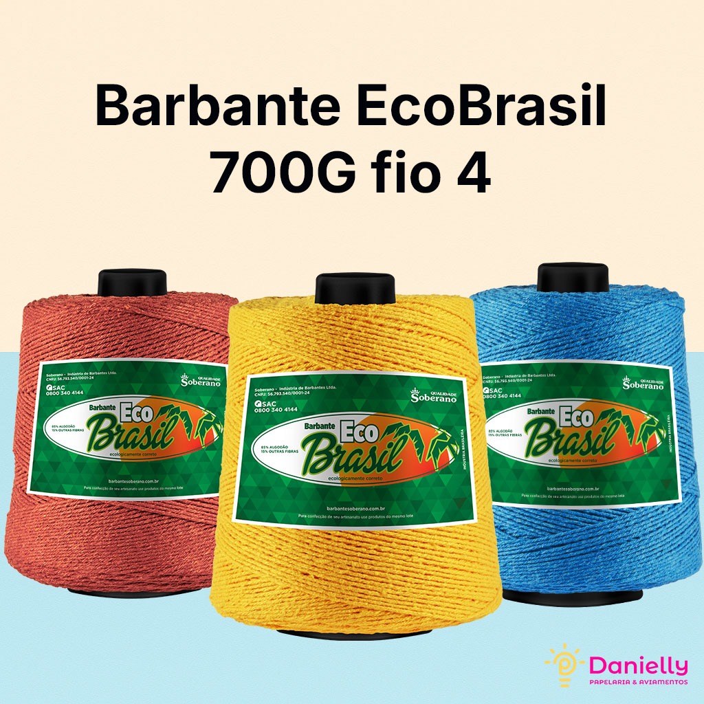 Barbante Eco Brasil Nº4 700g – Fio Colorido para Artesanato,Tapetes, Crochê