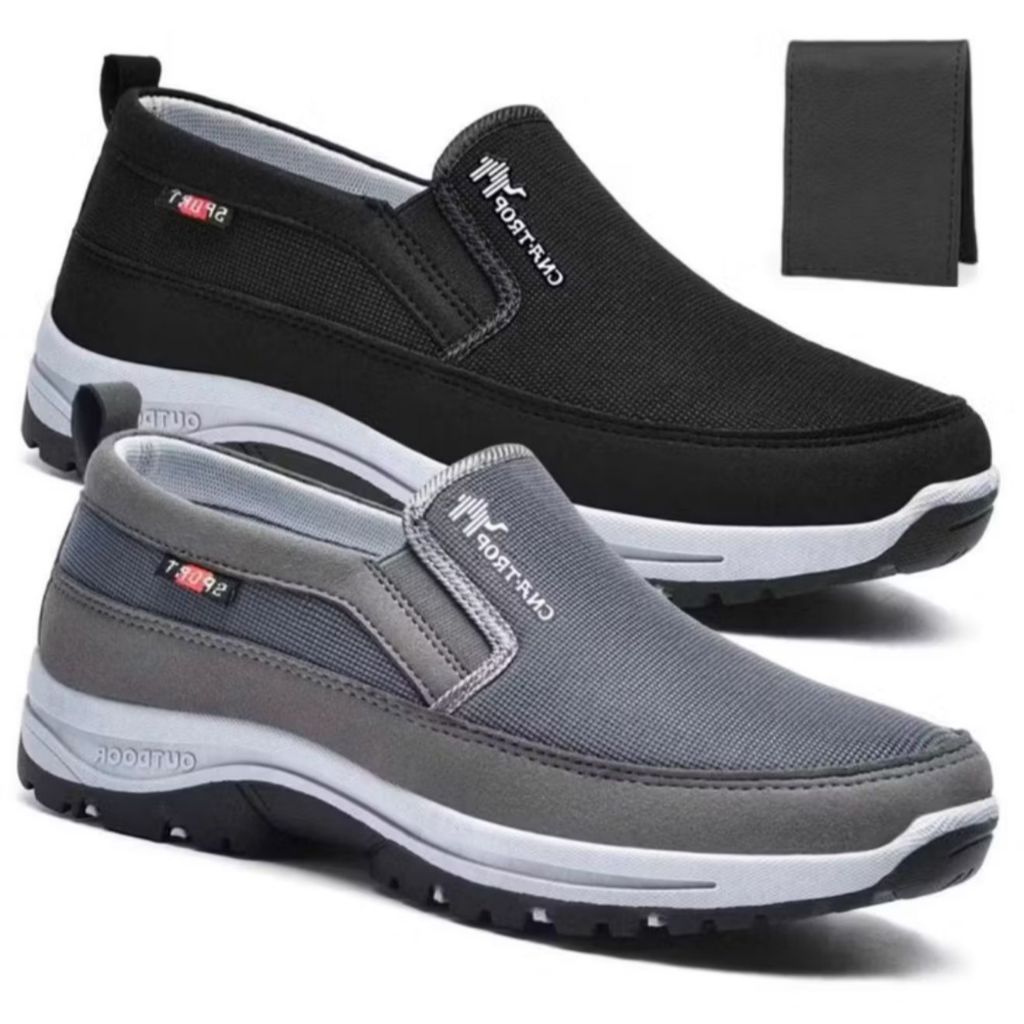 Kit 2 Pares De Tênis Sapatilha Mocasssin Masculino Ortopedico Adventure Estiloso Solado Impermeável Leve + Carteira