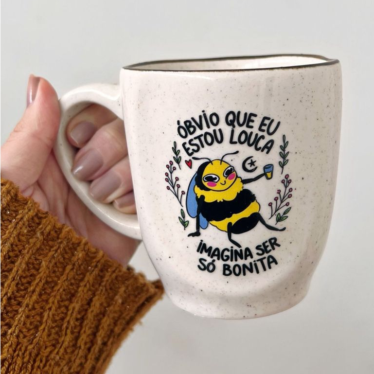 Caneca Névoa - Abelha Óbvio que eu estou Louca - 260ml