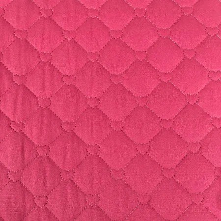 TECIDO TRICOLINE MATELASSADO POÁ CORAÇÃO ROSA CHICLETE  - PREÇO DE 0,50 x 1,50
