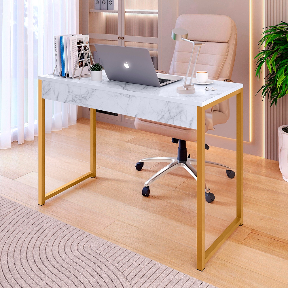 Mesa Escritório Home Office Estudo e Trabalho Estrutura Metálica Athenas