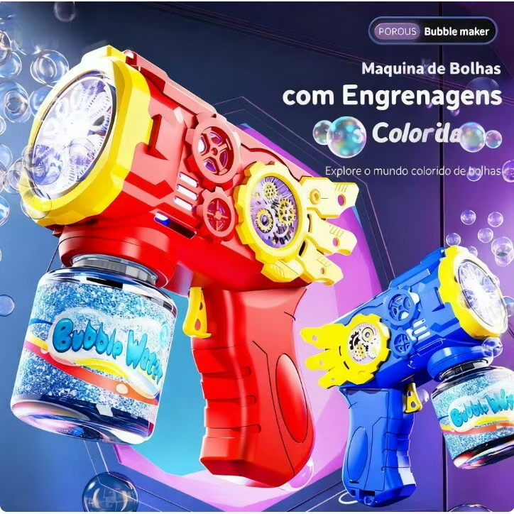 Brinquedo pistola de bolhas automática DLI com luzes, presente de Ano Novo para crianças