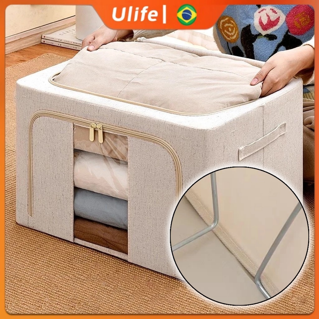 Organizador Multiuso Caixa Organizadora De Guarda Roupa Flexivel Com Ziper 50x40x33cm Grande