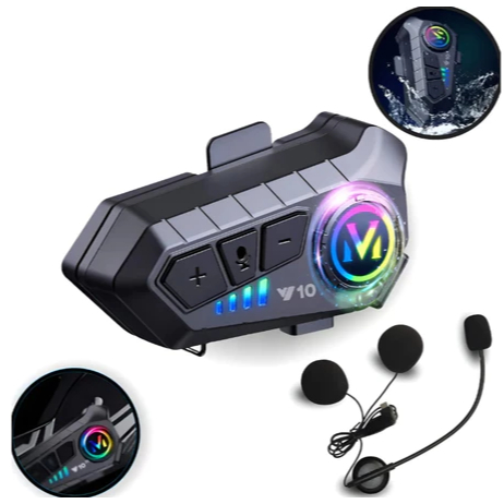 Fone De Ouvido Para Capacete Bluetooth Sem Fio Com Microfone Motoqueiro Y10 Preto