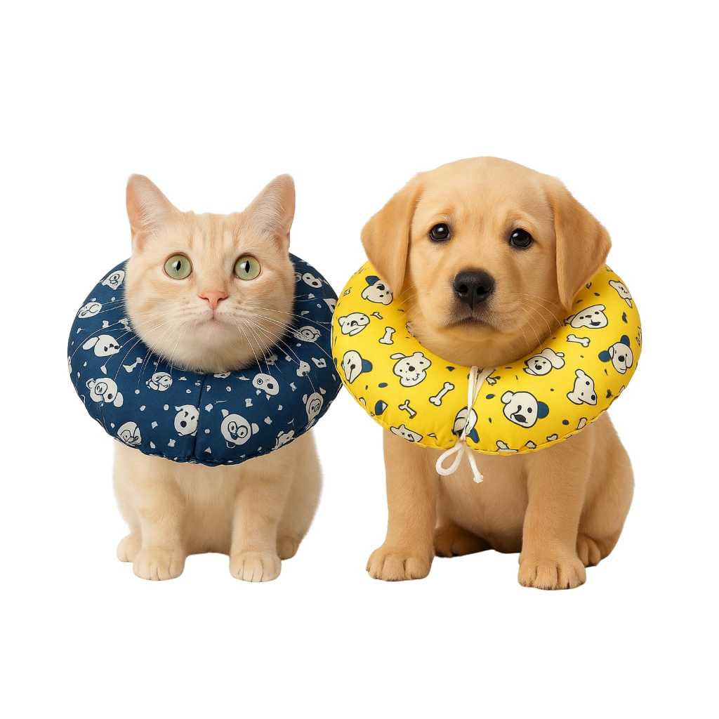 Colar Elizabetano Fofinho TocFricot linha Pet Conforto Pós Cirúrgico cães e gatos  tamanhos P, M, G