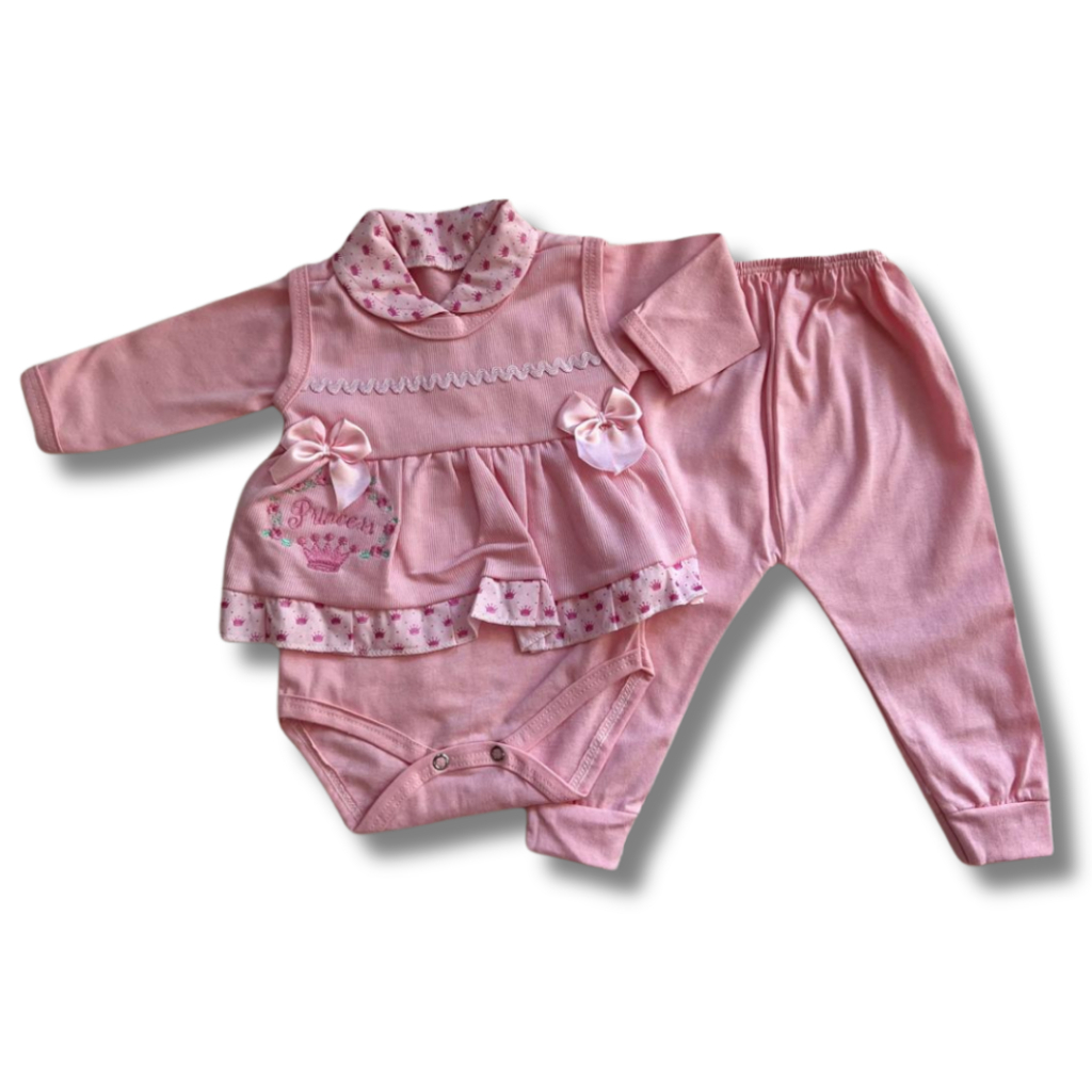 Conjunto Pagão Feminino 3 peças Roupa de Bebê 100% Algodão, para sua bolsa maternidade