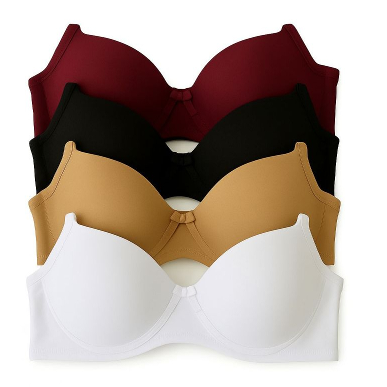 kit Com 4 peças de Sutiãs com bojo Básico Reforçado de Microfibra Conforto diario Sustenção Lingerie