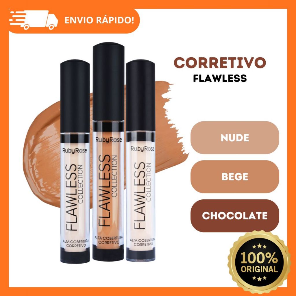 Corretivo Liquido Ruby Rose Cobertura Alta Flawless Collection