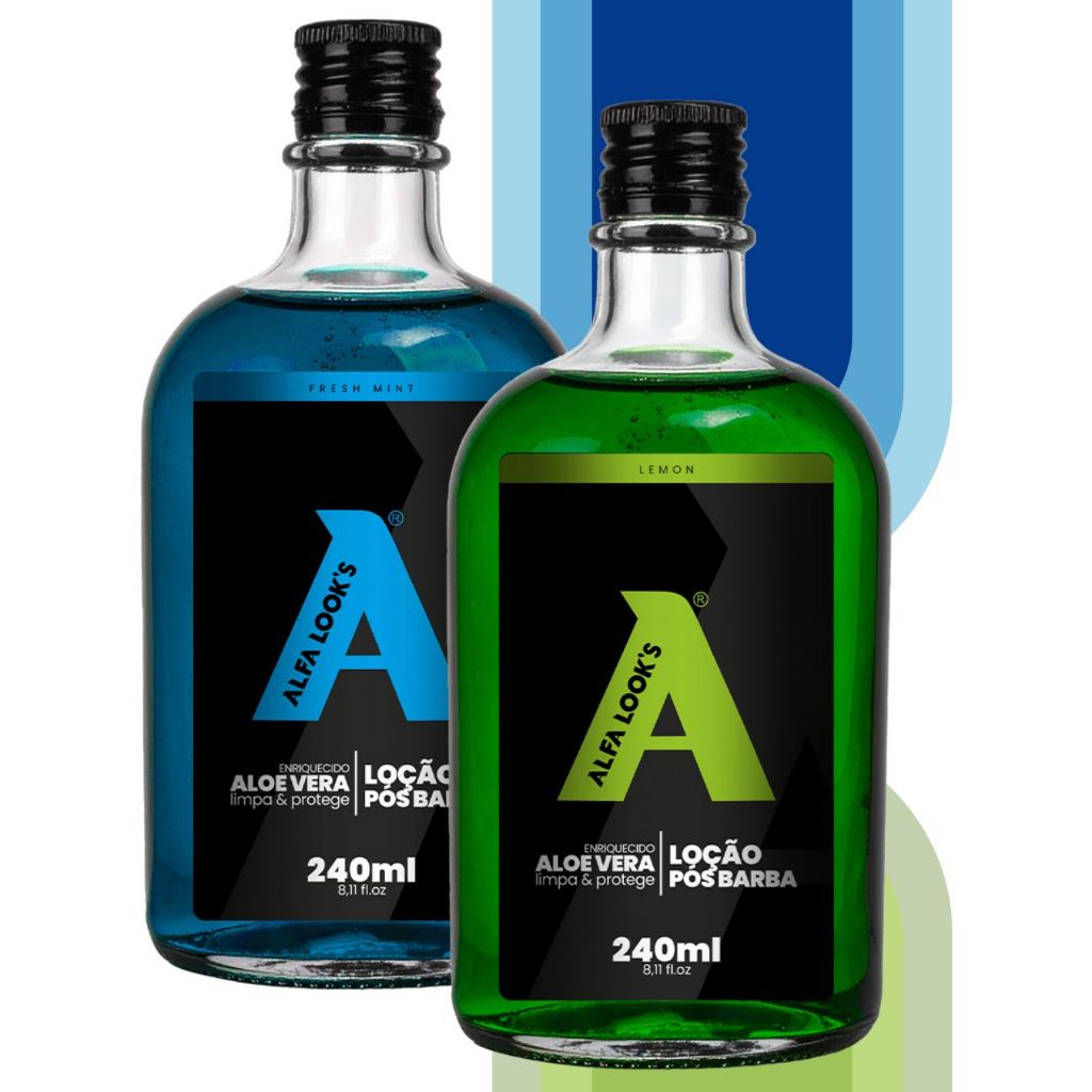 LOÇÃO PÓS BARBA ALFA LOOKS 240ML MENTHOL E LEMON - OPÇÕES 1 OU 2 UNIDADES