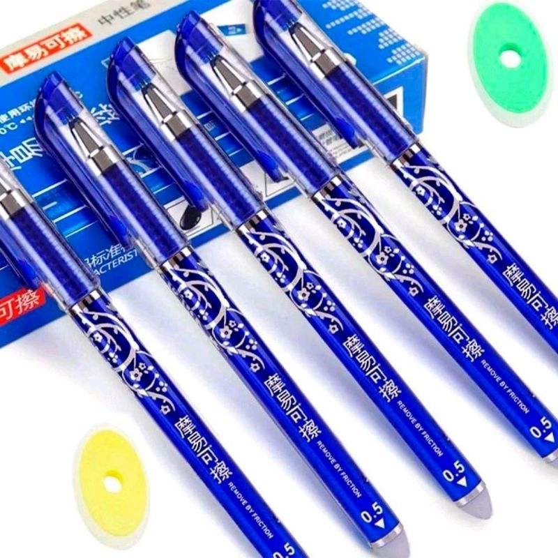 Canetas Apagável 0.5mm 2, 5, 2 Unidades Ponta Fina Tinta Azul ou Preta Apagável para Escrita Precisa