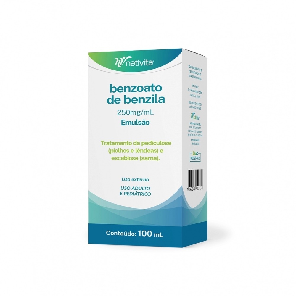 Emulsão Para Piolhos, Lendeas e Sarna Benzoato de Benzila 100ml Nativita = Sanasar