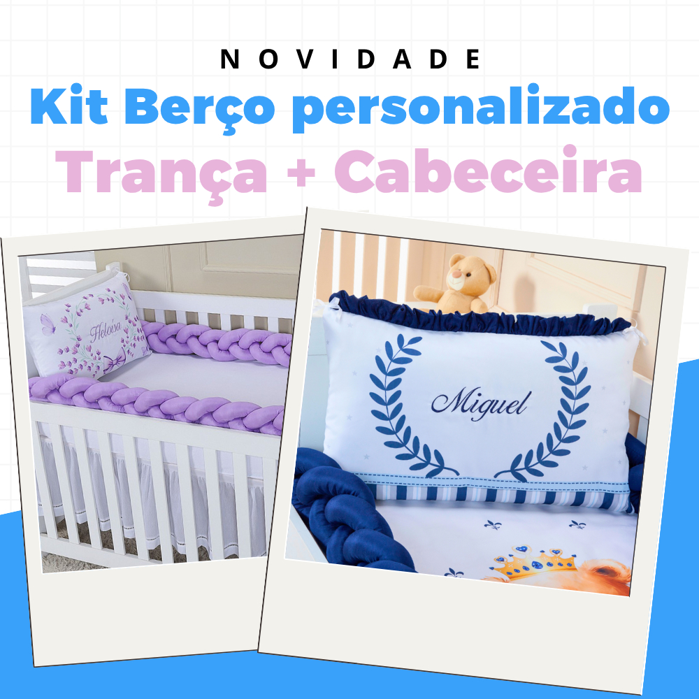 Kit Berço personalizado nome Padrão Americano ou Mini berço Cabeceira + trança Enviar nome no chat