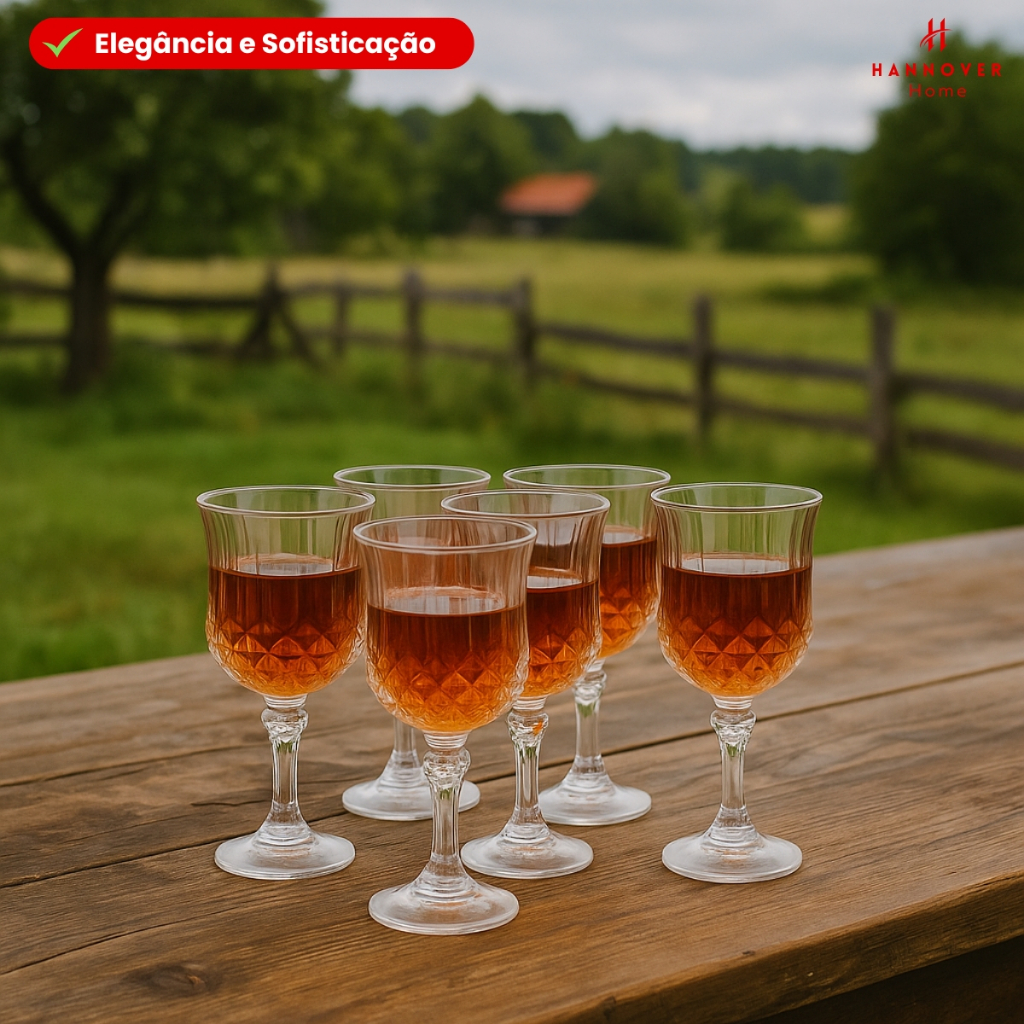 Kit 6 Taças de Licor 50ml Vidro Diamante Cristal Sofisticado Elegante Taças de Vidro Taça pra Licor