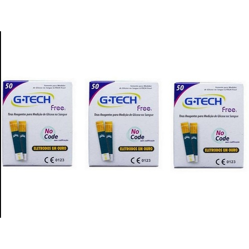 Kit 150 Tiras De Glicose G-TECH Para Medir Glicemia (3cx c/50)