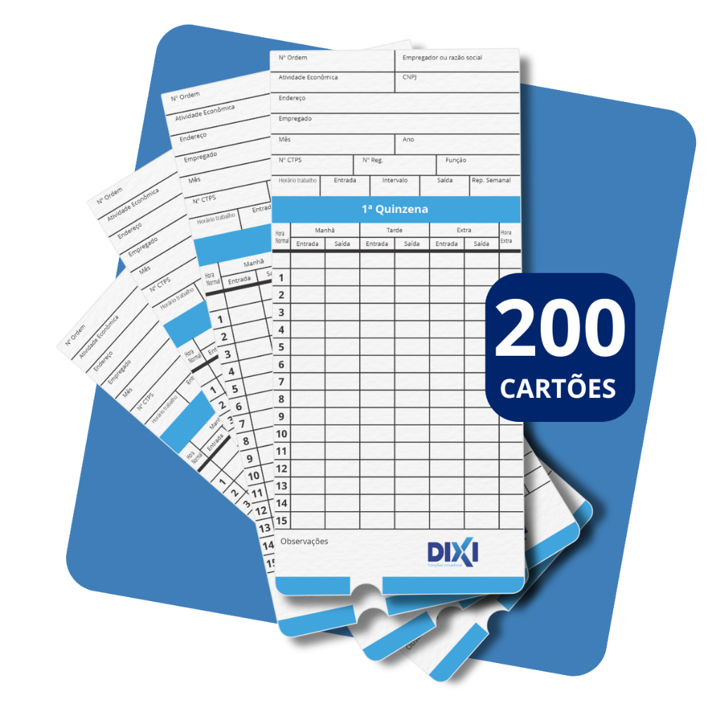 200 Unidades de Cartão Ponto para Relogio Cartografico Eletronico Manual Empresa Funcionario