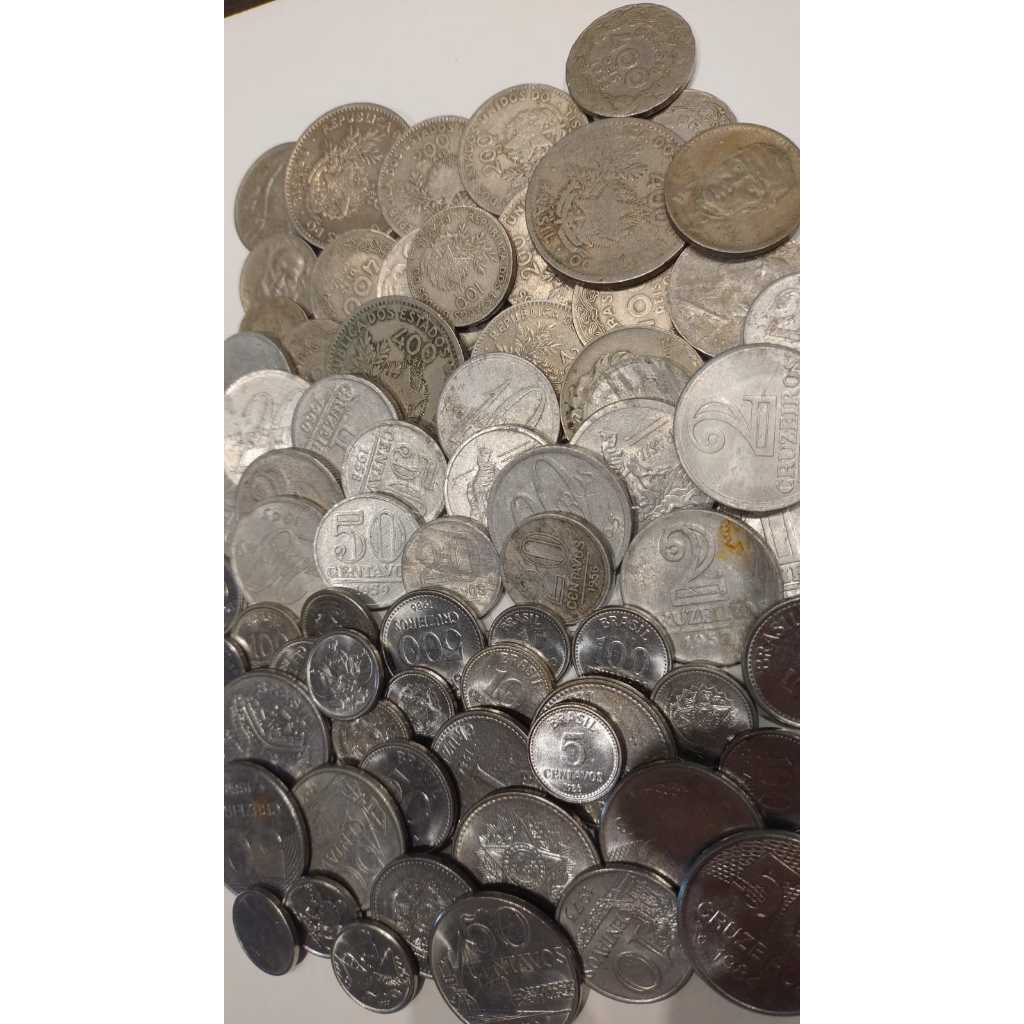 80 moedas do Brasil - Réis, Cruzeiros, Cruzados - Otimo Lote