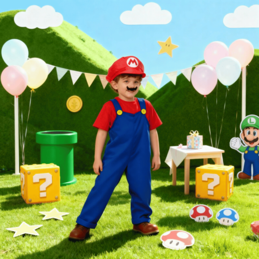 Fantasia Menino Mario Roupa Encanador Carnaval Festa Aniversário Fantasia Mario Bros (INFANTIL)