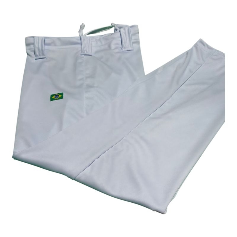 Abadá de Capoeira Calça Tradicional sem elástico com Bandeira do Brasil  infantil e adulto do tamanho 02 ao G4