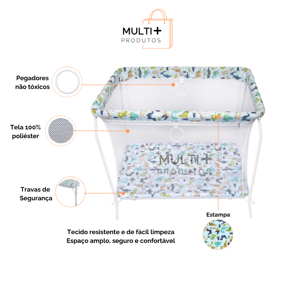 Cercadinho Bebê Chiqueirinho Infantil Dobrável Square até 20kg