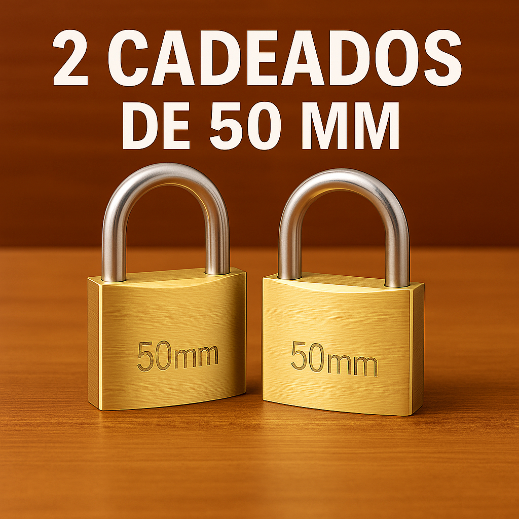 2 Cadeado 50mm Reforçado de Alta Segurança Tamanho Medio Com 3 Chaves