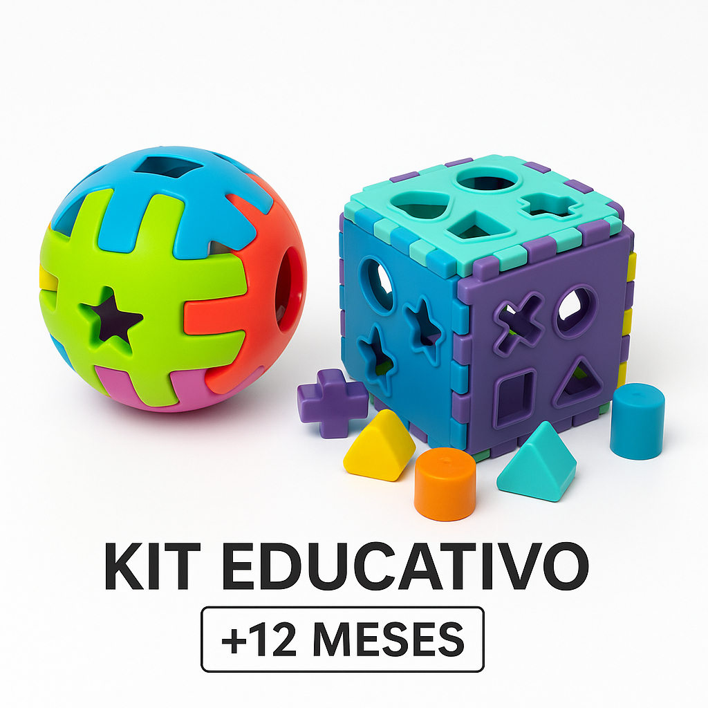 Brinquedo Educativo Encaixe de Formas Bola e Cubo Didático Infantil Colorido +12 Meses