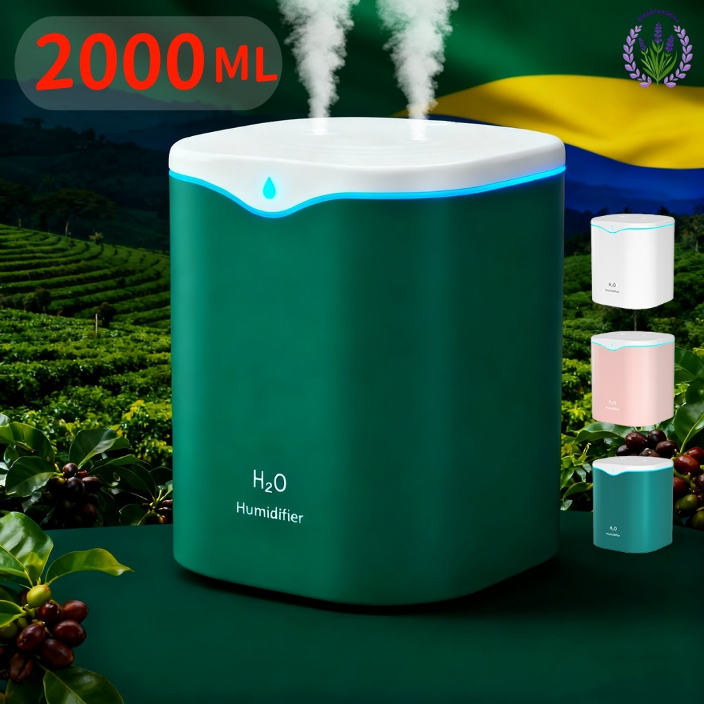 Umidificador Grande 2 Litros Saída Dupla Luzes LED's Coloridas Silencioso Aromatizador