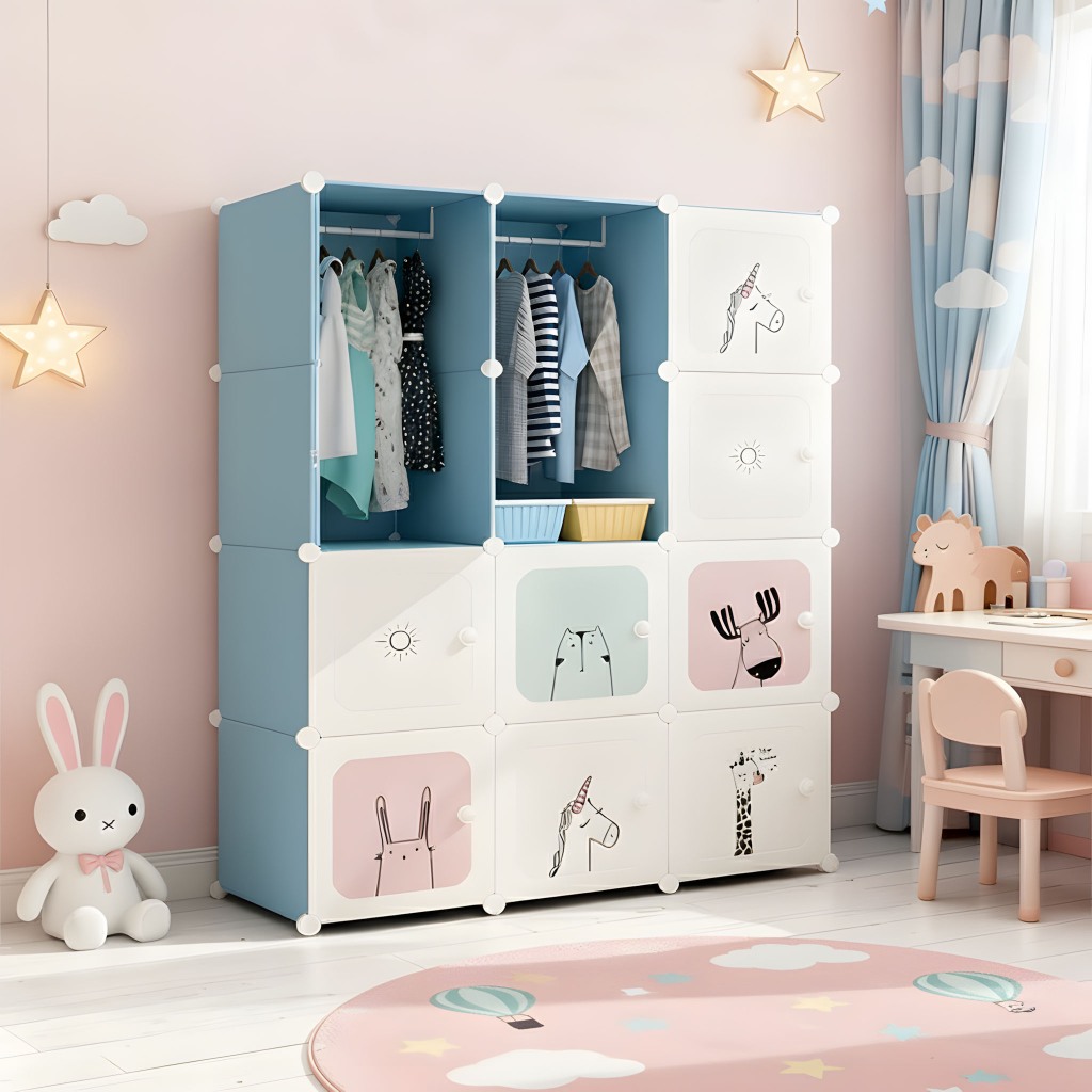 Guarda-Roupa Modular Plástico Grande 、 Cabideiro, Estante Versátil, Estilos Variados