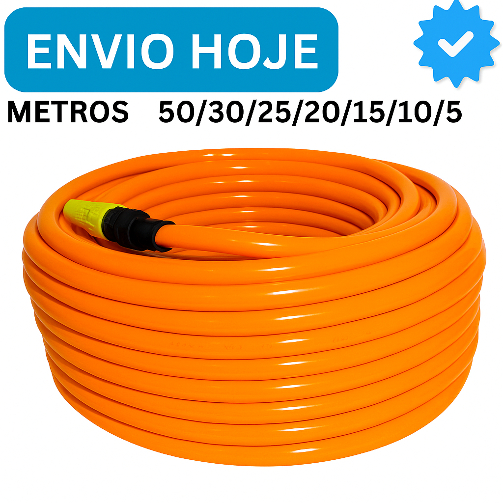 Mangueira de Jardim Siliconada Metros Laranja Kit Completo Reforçada
