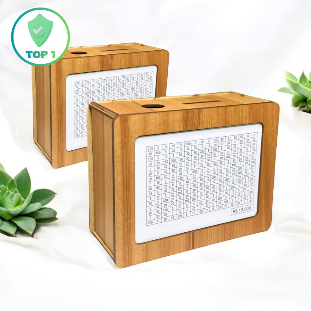 Kit De  Cofres Woodbox MDF Marrom Desafio Japones 1000 5000 10000