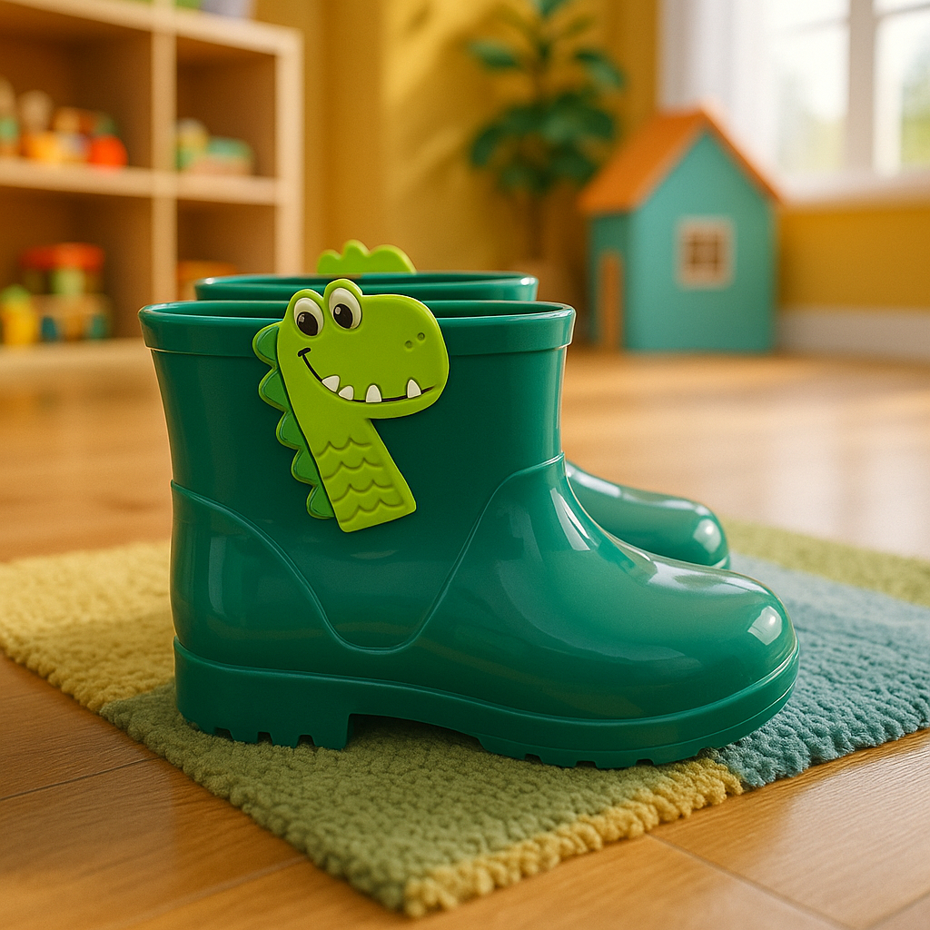 Galocha Infantil Menino Dinossauro Jacaré  Bota Masculina Criança Confortável Impermeável