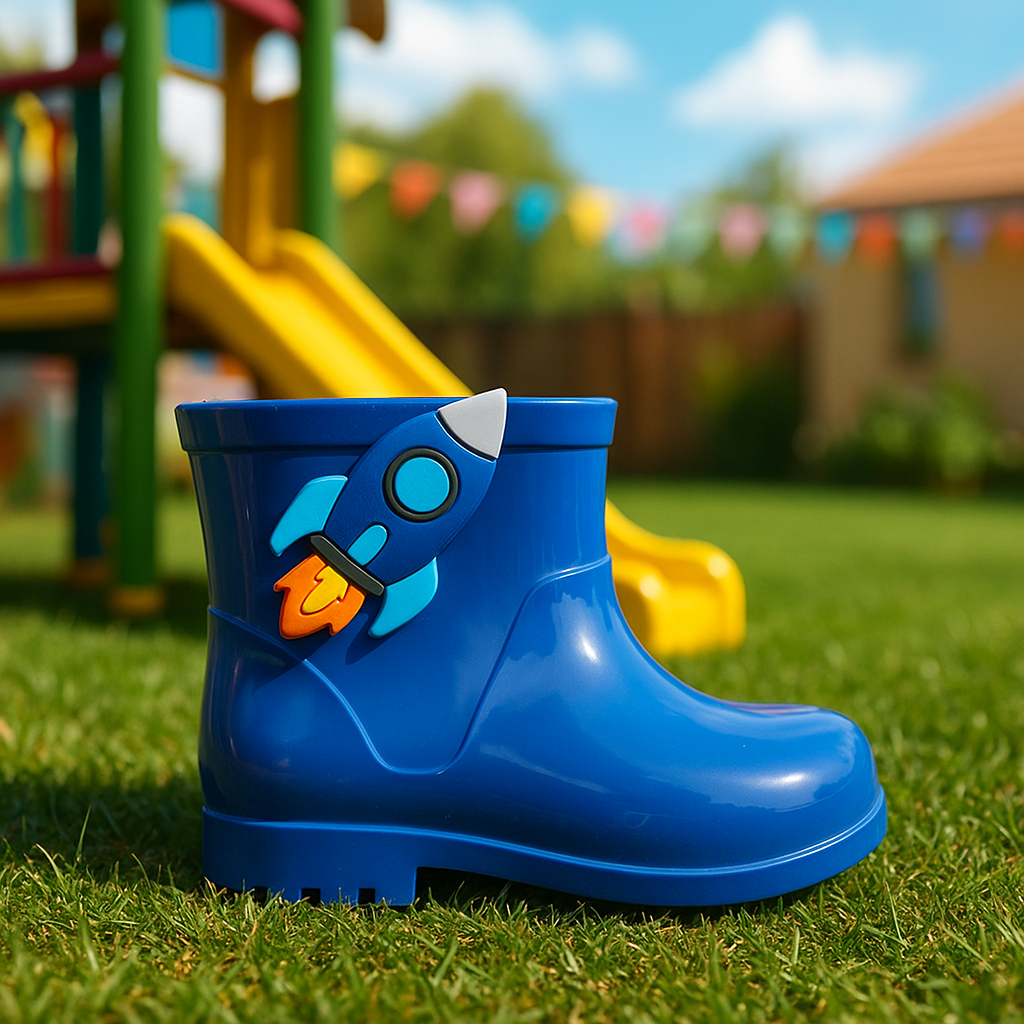 Galocha Infantil Menino Foguete Dinossauro Bota Masculina Criança Impermeável Leve Confortável
