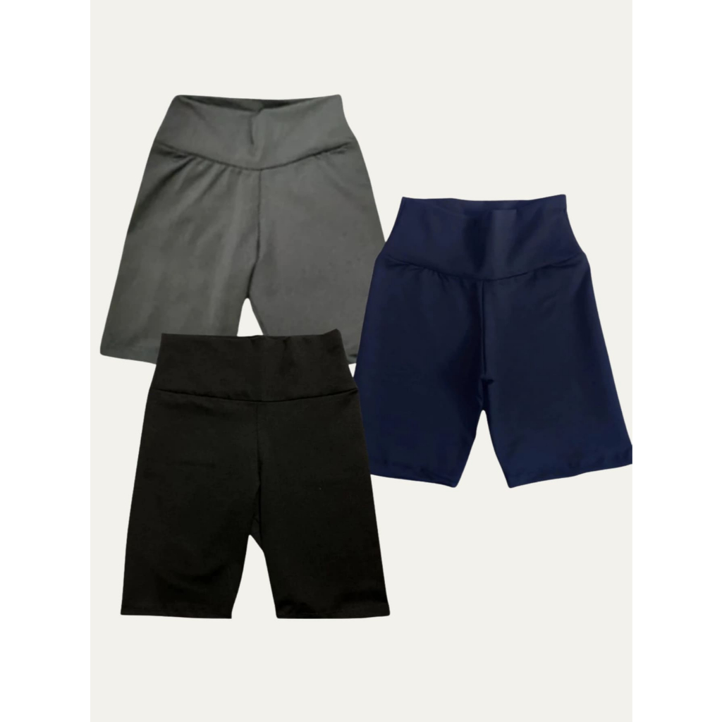 Kit 3 Shorts Infantis Menina 4 ao 14 Anos Suplex e Viscolycra Sortidos Lisos e Estampados