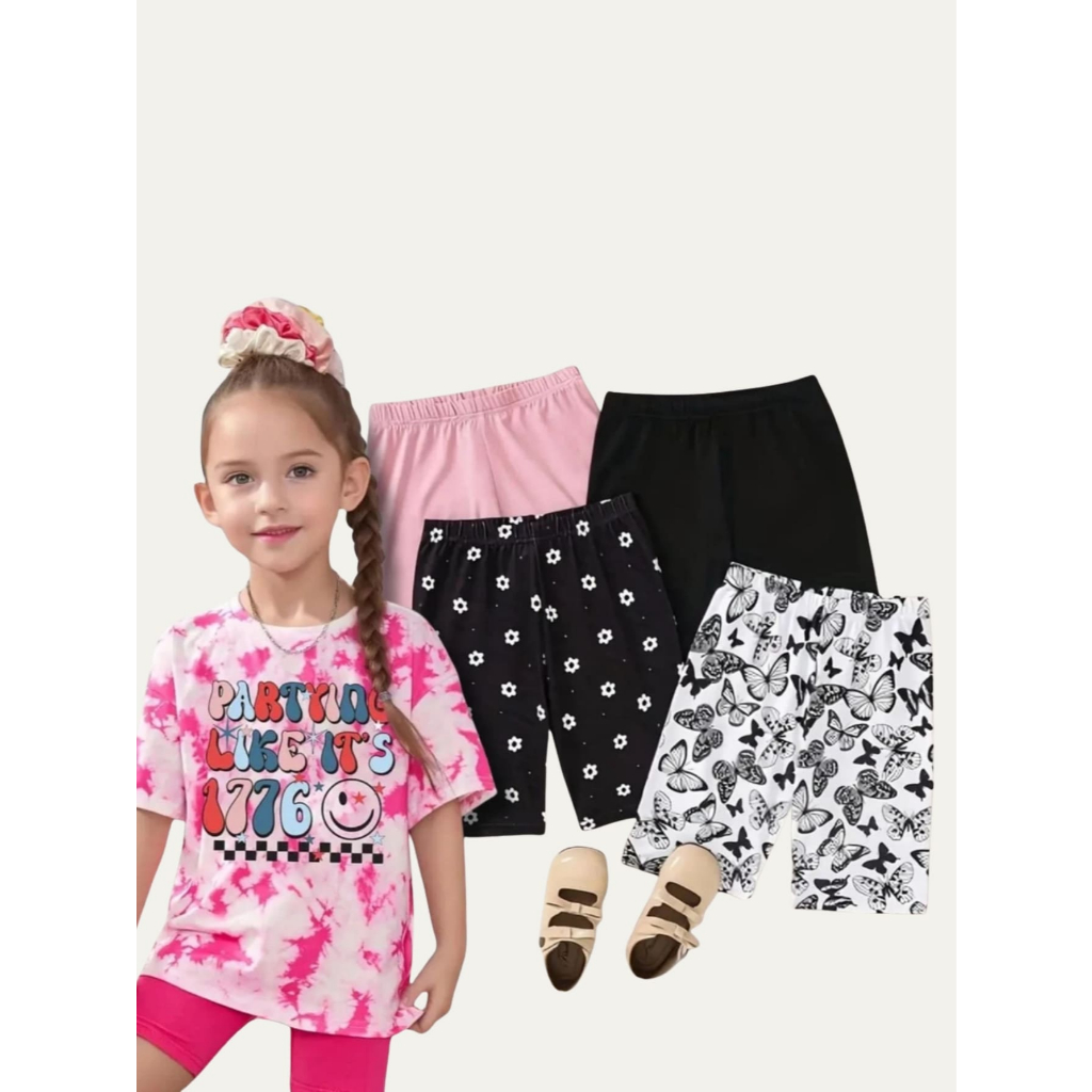 Kit 2, 3 ou 5 Bermudas Ciclista Infantis Femininas Algodão Sortidas Confortáveis Menina 4 ao 16