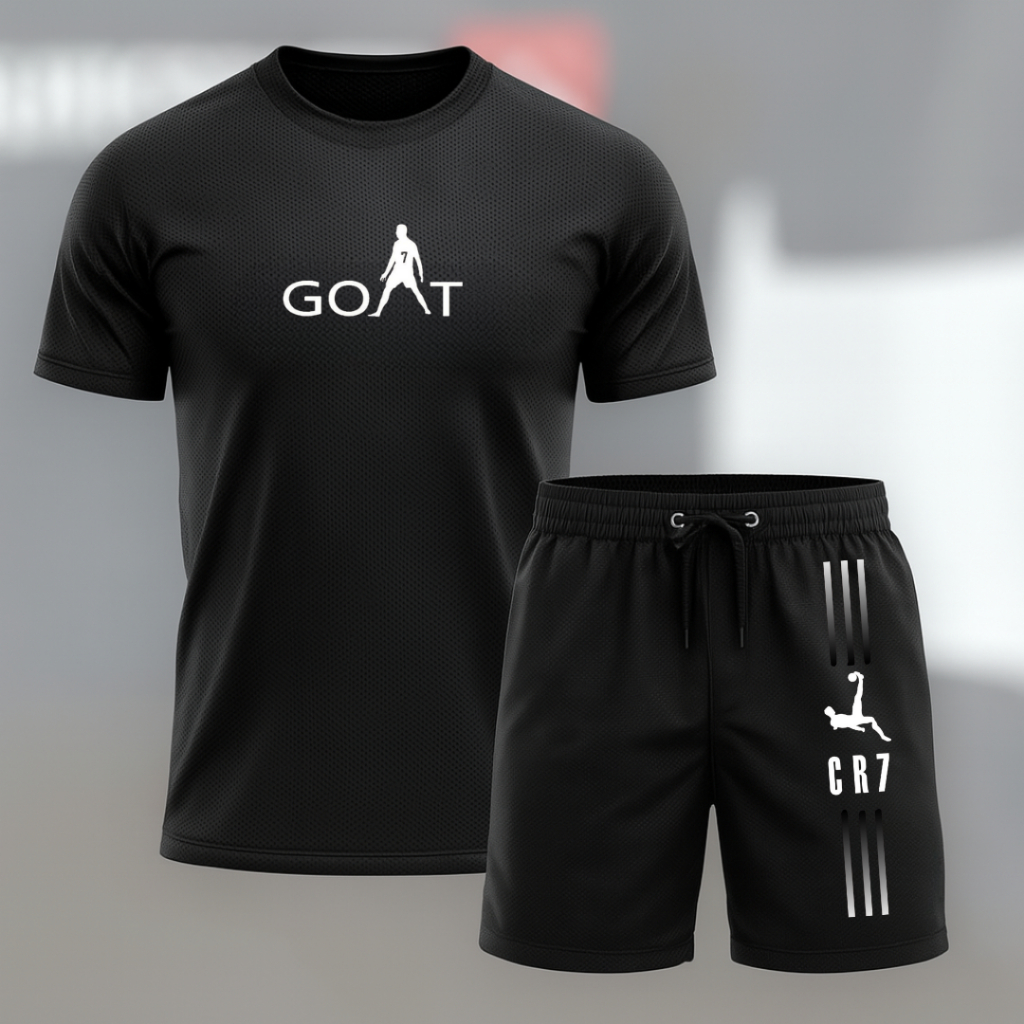 Kit Conjunto 1 Short 1 Camisa Dry fit - Bermuda Tactel Mauricinho Esportivo Academia Slim