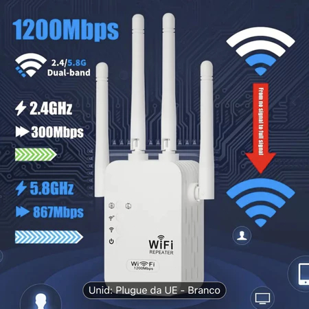 Amplificador de sinal Wi-Fi repetidor e amplificador sem fio (110V / 220V) G8