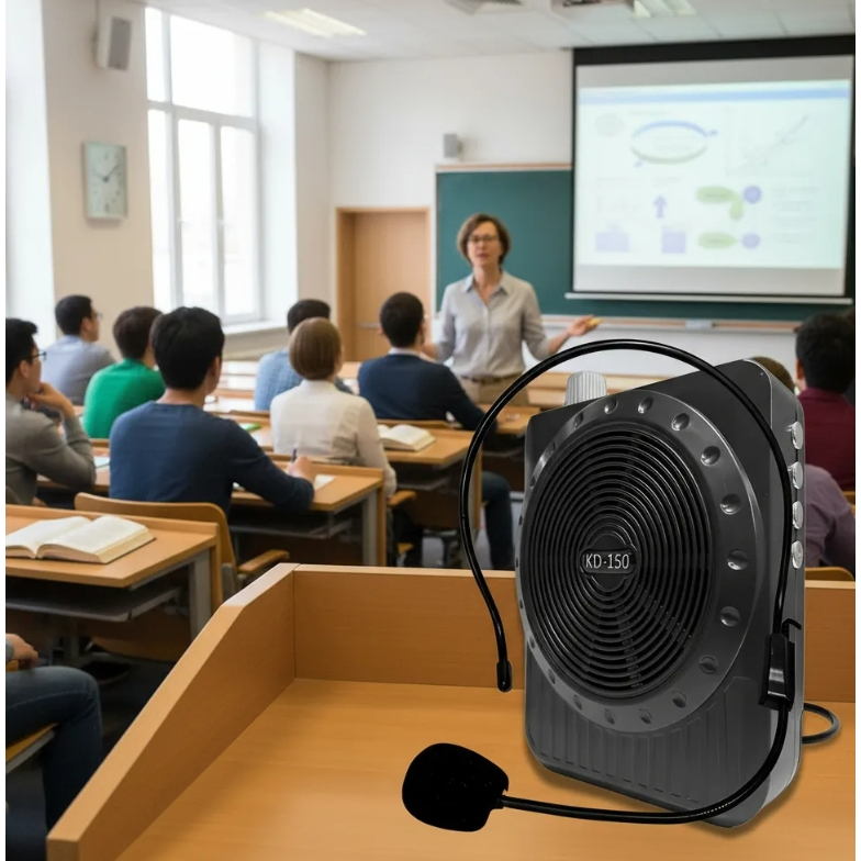 Megafone Portatil Amplificador Kit Professor Com Radio Fm, Microfone E Usb E Sd Recarregavel KD150