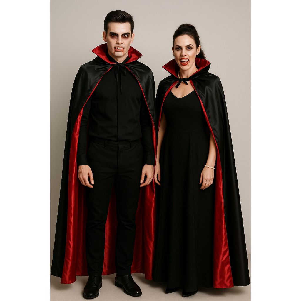 Capa de Vampiro Drácula Magico Cetim Dupla Face Luxo Adulto Festa Fantasia Cosplay Halloween