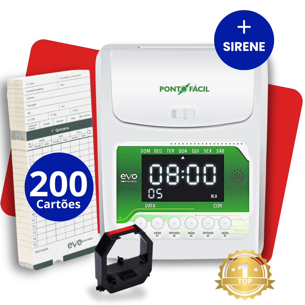 KIT Relógio Máquina Digital Bater Ponto Eletrônico Cartográfico Cartolina Funcionário + 200 Cartões